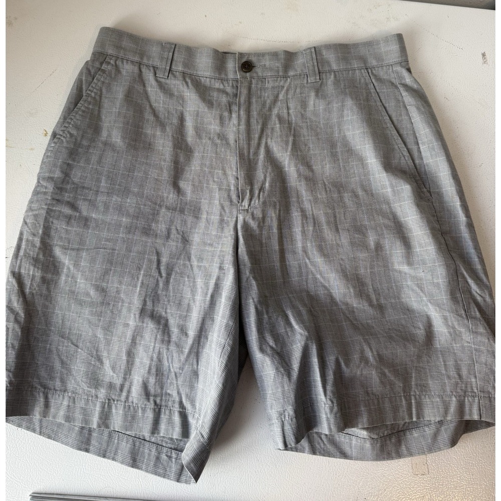 Cutter‎ & Buck Shorts Mens 34 Gray Blue Price of Wales Plaid Flat Front